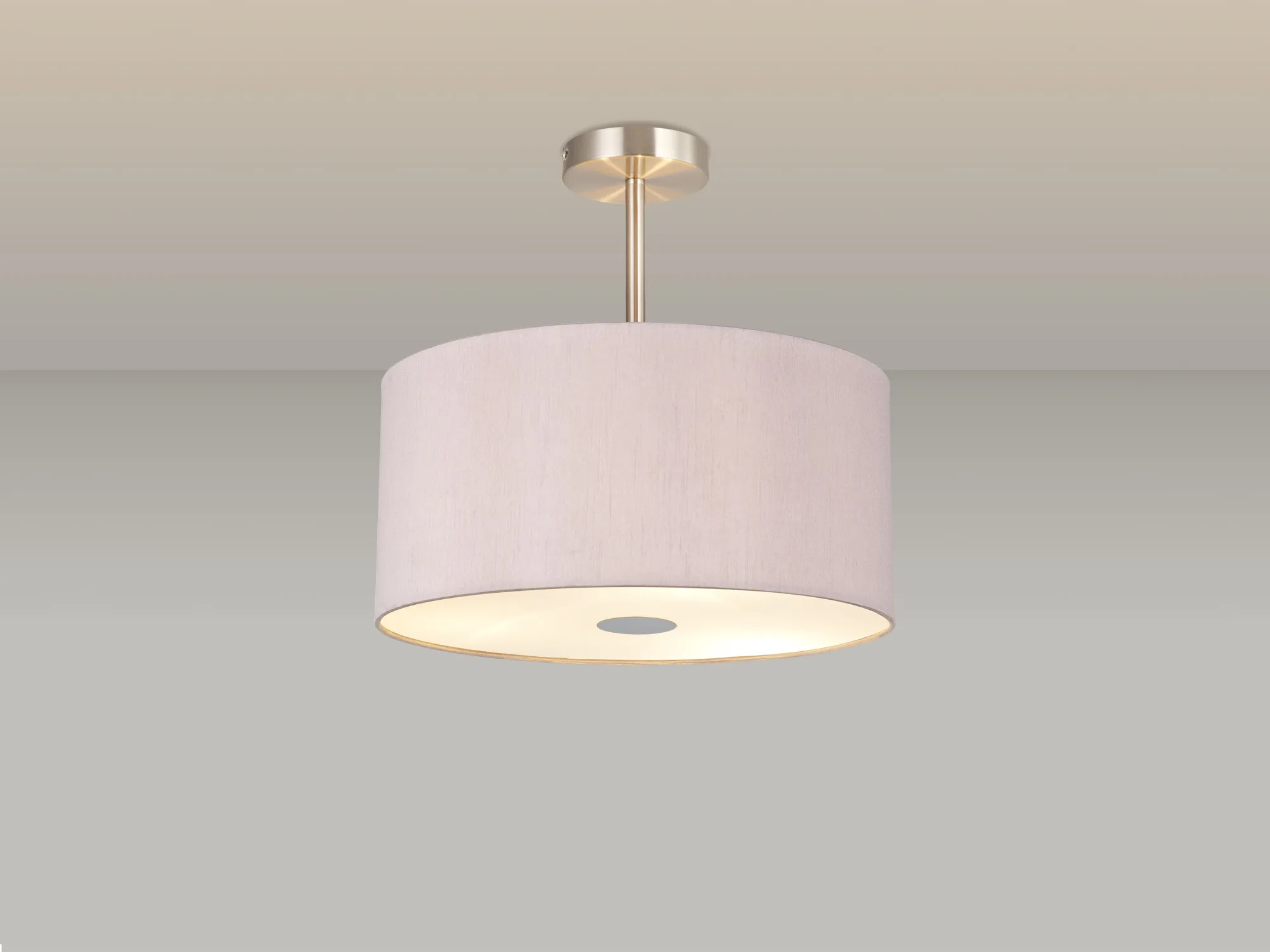Baymont 40x18cm Semi Flush 3 Light Satin Nickel, Taupe/Halo Gold, Frosted Diffuser DK0413  Deco Baymont SN TA